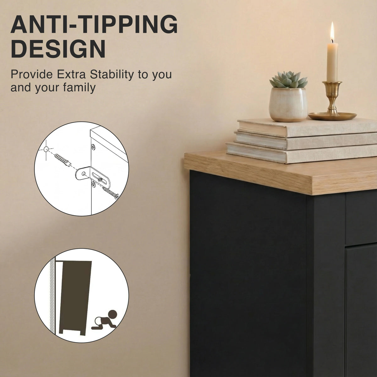 2 Door Shoe Cabinet with Drawer – Slim Hallway Storage Unit