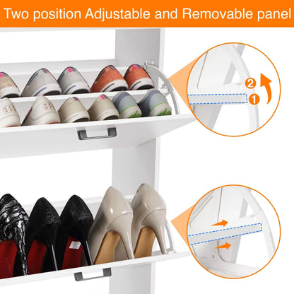 2 Drawer Slim Shoe Storage Cabinet