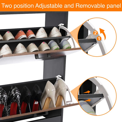 2 Drawer Slim Shoe Storage Cabinet
