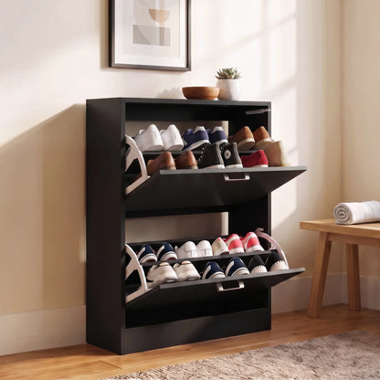 2 Drawer Slim Shoe Storage Cabinet