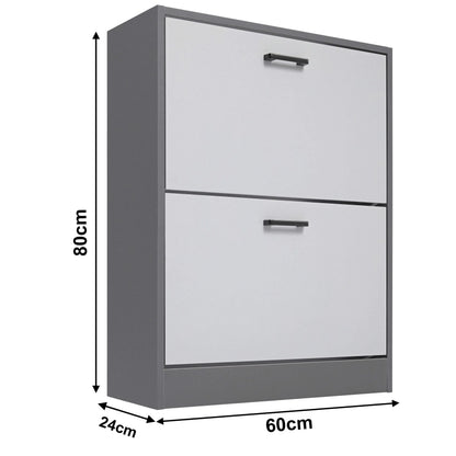 2 Drawer Slim Shoe Storage Cabinet