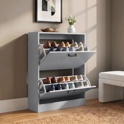 2 Drawer Slim Shoe Storage Cabinet