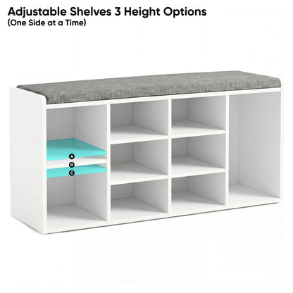 Shoe Storage Bench Cabinet Hallway | Low Shoe Rack With Seat