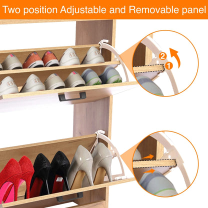 2 Drawer Slim Shoe Storage Cabinet