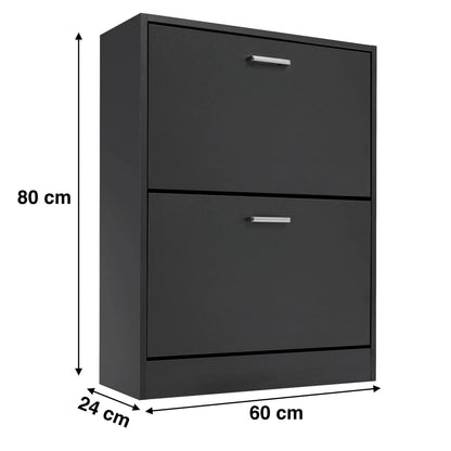 2 Drawer Slim Shoe Storage Cabinet