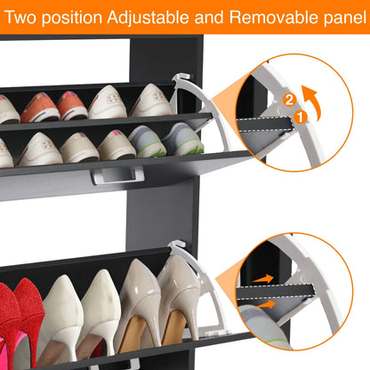 2 Drawer Slim Shoe Storage Cabinet