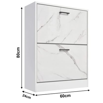 2 Drawer Slim Shoe Storage Cabinet