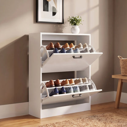 2 Drawer Slim Shoe Storage Cabinet
